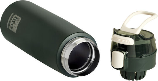 Ecolife Thermos Bottle Thermos Stainless Steel BPA Free 550ml Dark Green with Mouthpiece
