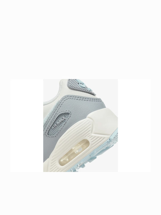Air Max 90 Kids Sneakers with Laces White / Peach Cream / Wolf Grey / Glacier Blue
