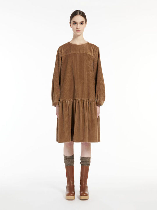 WEEKEND MAX MARA PANCONE BAUMWOLLSAMTKLEID CAMEL