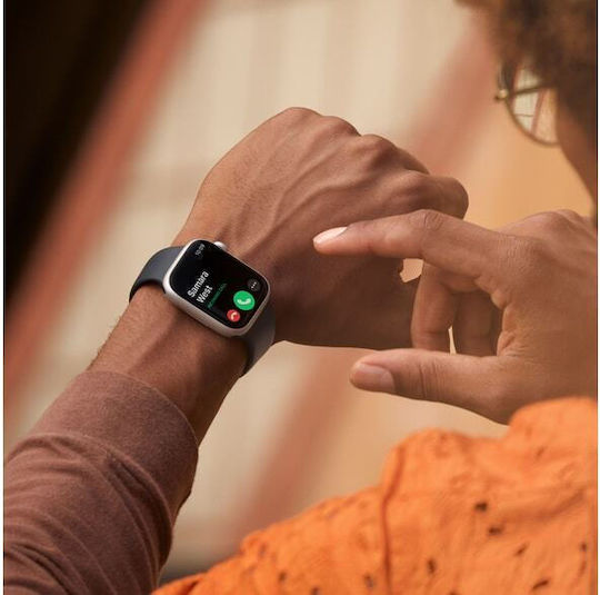 Apple Watch Series 8 Aluminium 45mm Waterproof with Heart Rate Monitor (Midnight with Midnight Sport Band)