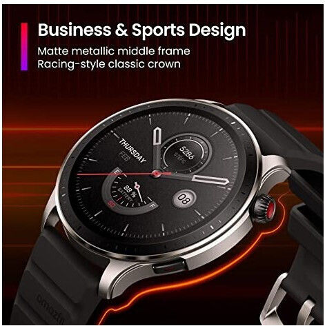 Amazfit GTR 4 46mm Waterproof Smartwatch with Heart Rate Monitor (Black)