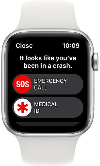 Apple Watch SE 2022 Aluminium 44mm Waterproof with Heart Rate Monitor (Silver with White Sport Band)