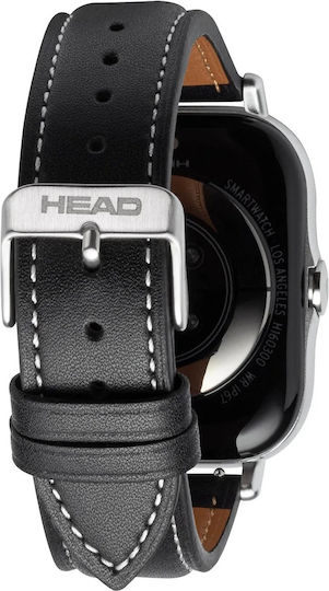 Head Los Angeles 37mm Smartwatch με Παλμογράφο (Μαύρο με Δερμάτινο Λουράκι)