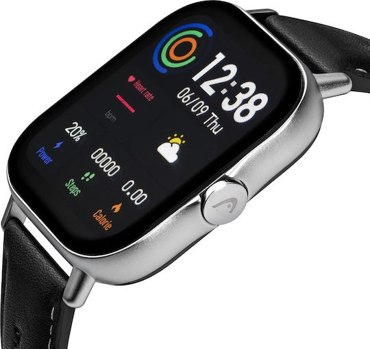 Head Los Angeles 37mm Smartwatch με Παλμογράφο (Μαύρο με Δερμάτινο Λουράκι)