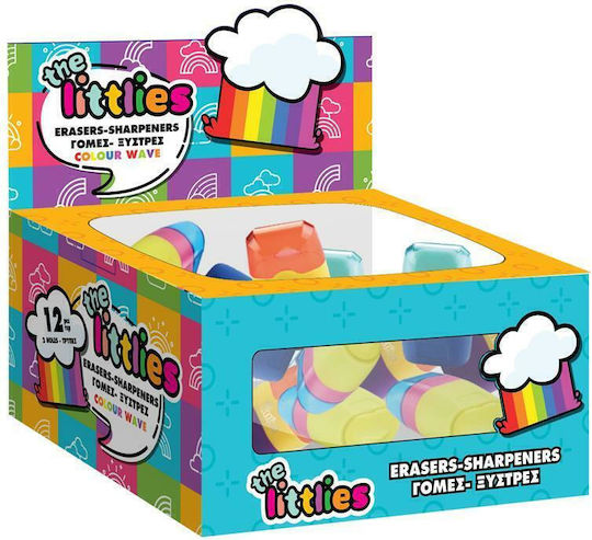 The Littlies Colour Wave Kunststoff Anspitzer Fassförmig mit Radiergummi (Μiverse Farben) 1Stück