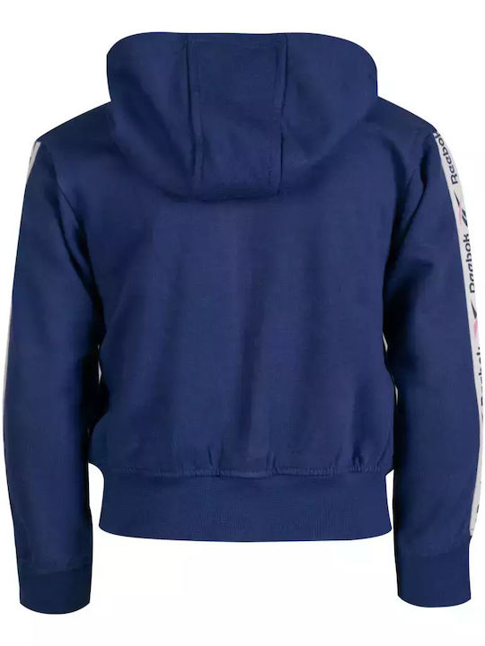 Reebok Girls Athleisure Hooded Sweatshirt Classic Tape with Zipper Blue