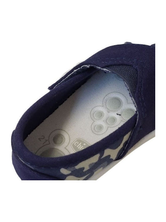 Kids Espradrilles with Hoop & Loop Closure Blue Denim Anchor