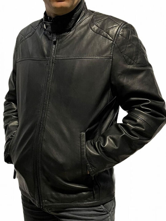 M170208 MEN'S LEATHER BIKER BLACK