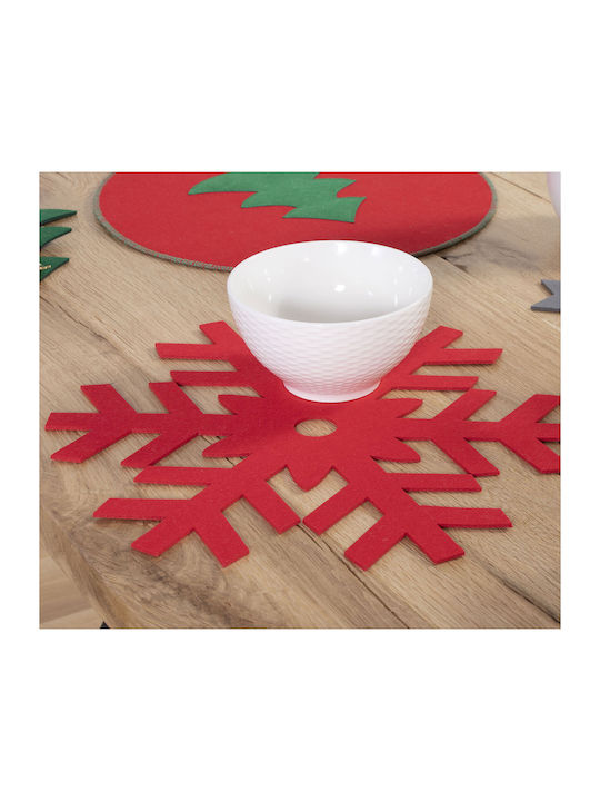 Nef-Nef Homeware Snowflake Set Christmas Placemats Fabric Red L38xW38xD38cm. 2pcs