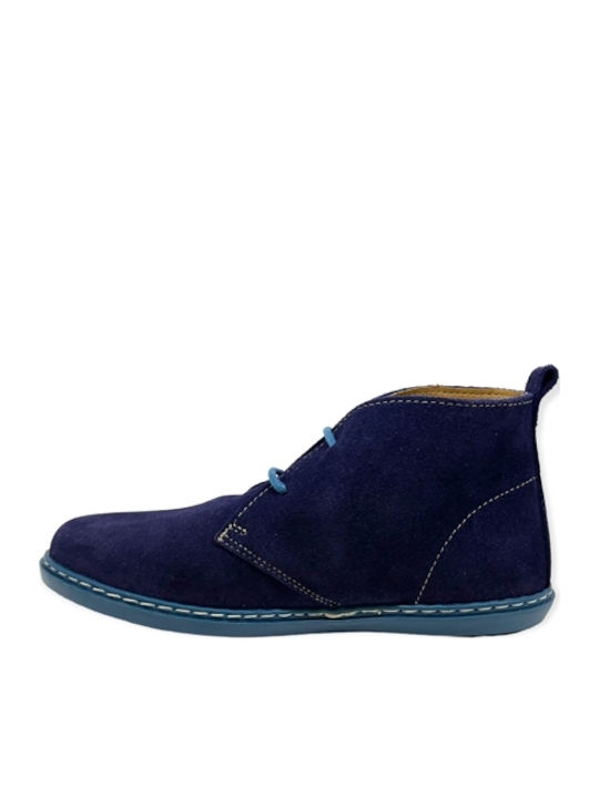 Suede Παιδικά Μποτάκια με Κορδόνια Navy Μπλε