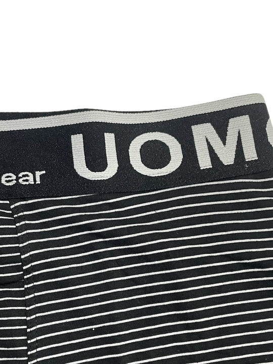 Uomo Ανδρικά Μποξεράκια Black/Blue/Grey με Σχέδια 4Pack