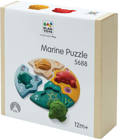Plan Toys Παιχνίδι Ταξινόμησης Σχημάτων Πάζλ με Ζώα της Θάλασσας από Ξύλο για 12+ Μηνών