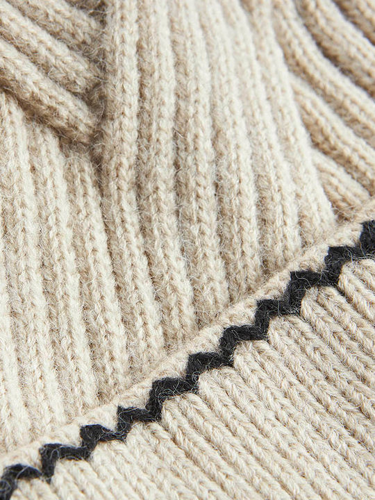 Verde Beanie Cap with Braid Beige