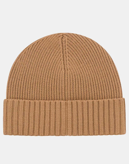 Beanie Männer Beanie mit Rippstrick in Beige Farbe