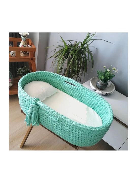 Straw Moses Basket Little Star Turquoise