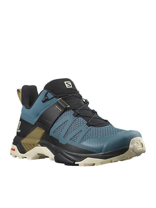 Salomon X Ultra 4 Men's Hiking Shoes Mallard Blue Bleached Sand Bronze Brown