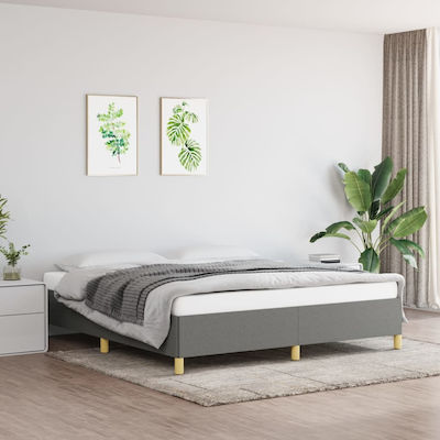 Bed Base Queen Size made of Wood Dark Grey 160x200x35cm