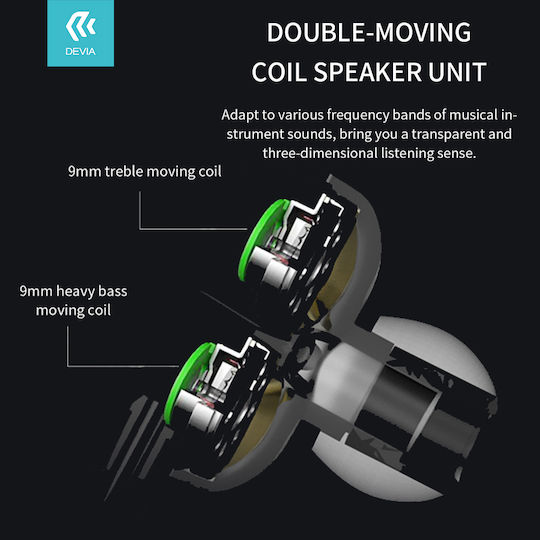 Devia EM009 In-Ear Freisprecheinrichtung Kopfhörer mit Stecker 3.5mm Schwarz