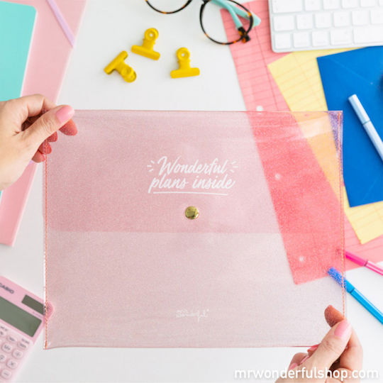 Mr. Wonderful Φάκελος με Κουμπί Ροζ Wonderful Plans Inside