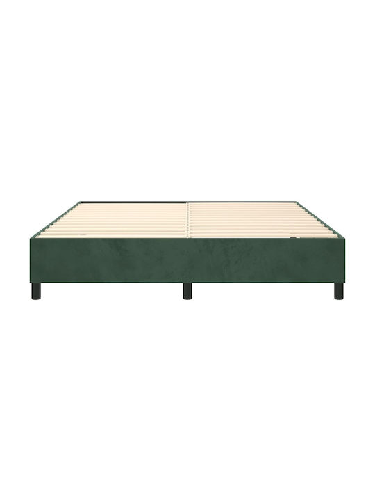 Double Bed Mattress Base Upholstered with Fabric Dark Green for Mattress 160x200cm