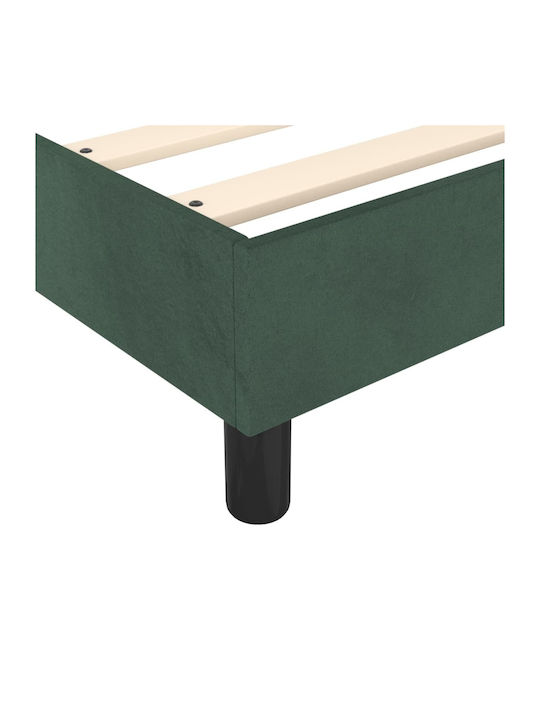 Double Bed Mattress Base Upholstered with Fabric Dark Green for Mattress 160x200cm