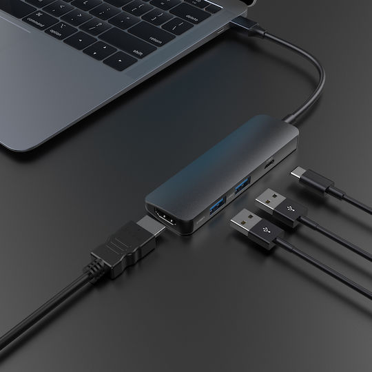 Devia USB-C Docking Station mit HDMI 4K PD Schwarz (DVAD-329449)