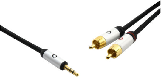 Oehlbach Oehlbach 3,5mm Klinkenkabel - RCA-Stecker Schwarz 3m mit Vergoldeten Anschlüssen D1C60004