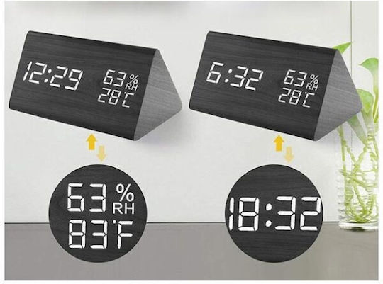 Tabletop Digital Clock LCD with Alarm Clock Black AT000100254