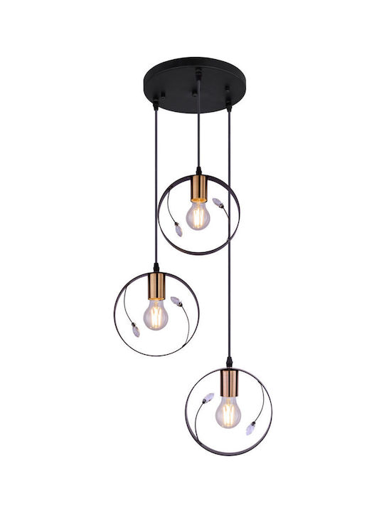 Globo Lighting Vigo Lustră Trei lumini cu cristale pentru Soclu E27 Negru