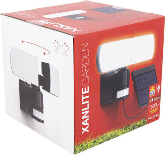 Xanlite Στεγανός Ηλιακός Προβολέας LED Ψυχρό Λευκό 6500K με Αισθητήρα Κίνησης IP44