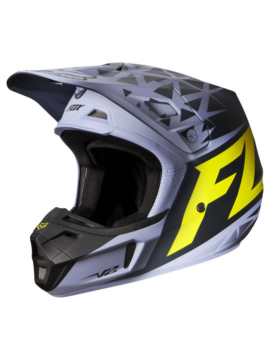 Fox V2 Given Gray/Yellow Motorradhelm Motocross DOT