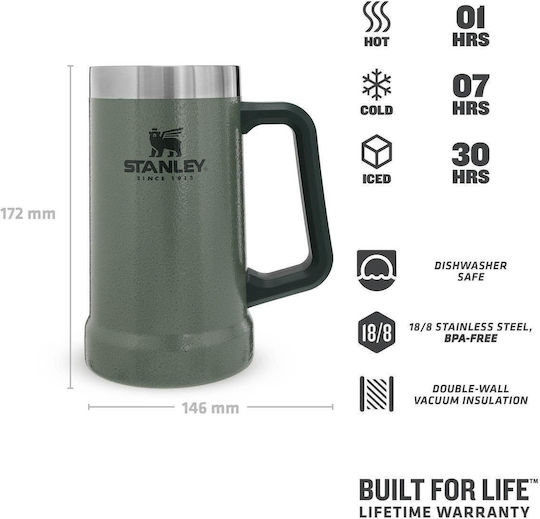 Stanley The Big Grip Ποτήρι Θερμός Ανοξείδωτο BPA Free 700ml Πράσινο με Λαβή