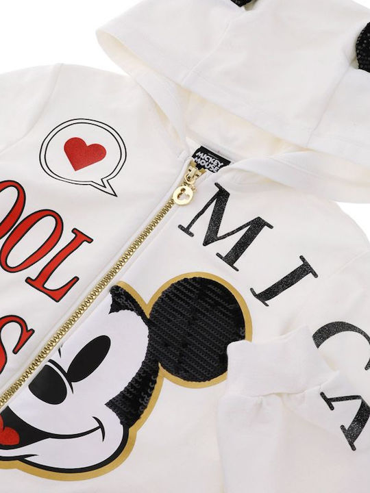 Kids Sweatshirt Cardigan With Ecru Hood