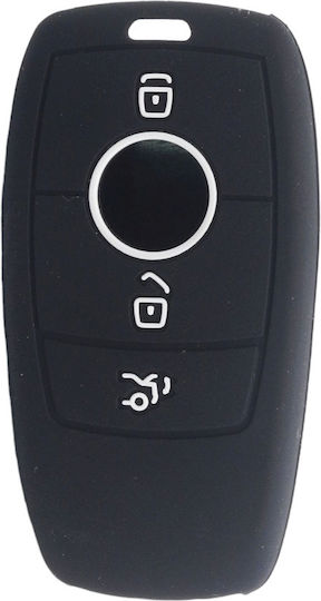 Silicone Car Key Cover Case with 3 Buttons for Mercedes Benz Black