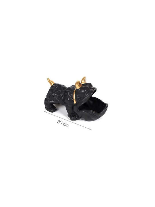Decorative Dog made of Ceramic Bulldog with Bowl in Black 30x14.5x16.5cm 1pcs
