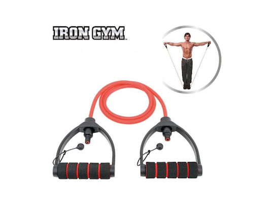 Iron Gym Лента за фитнес Gymtube мек с дръжки Червен 1.36м