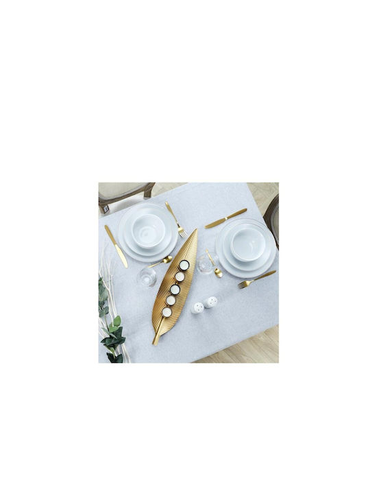 Oval Metallic Decorative Platter Leaf Golden 55x13x2.5cm