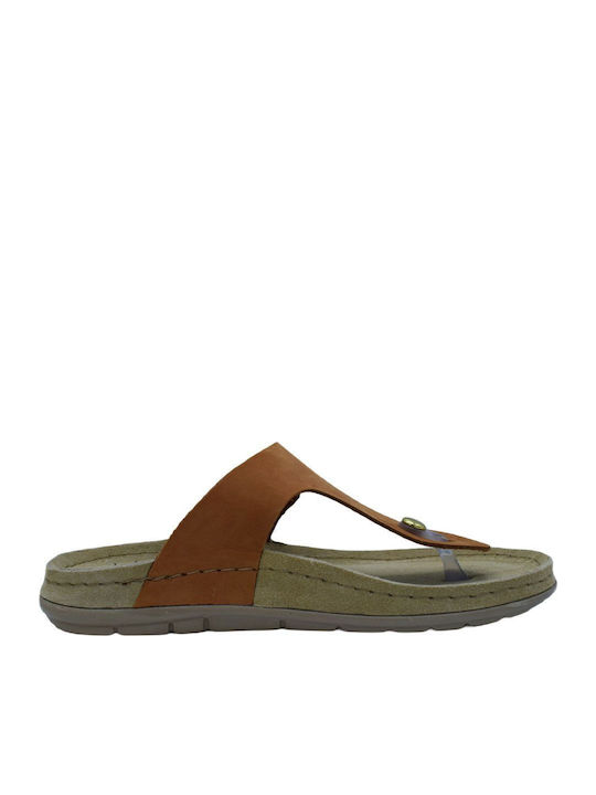 Sunny Sienna Leather Women's Flat Sandals in Tabac Brown Color