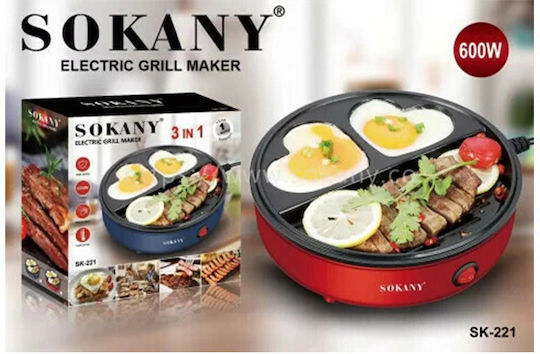 Sokany Επιτραπέζια Ηλεκτρική Ψησταριά Αυλακωτής Πλάκας 600W 52x46εκ.