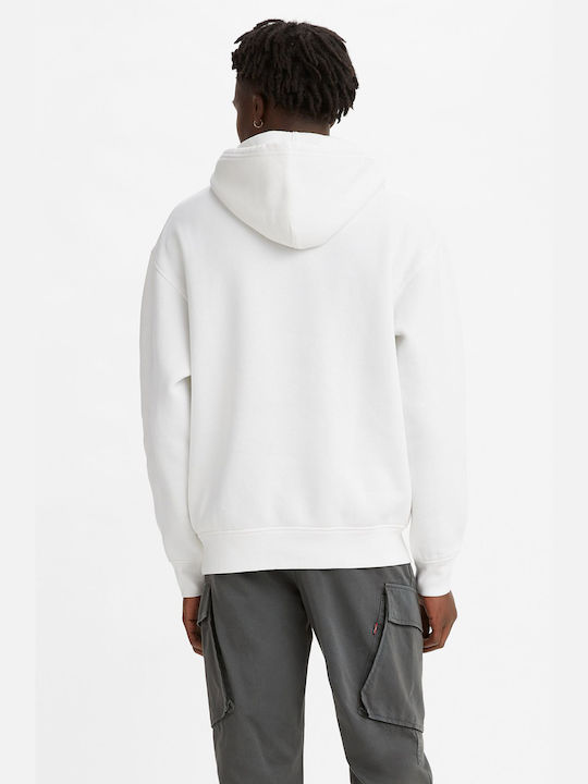 Levi's Men's Sweatshirt with Hood and Pockets White