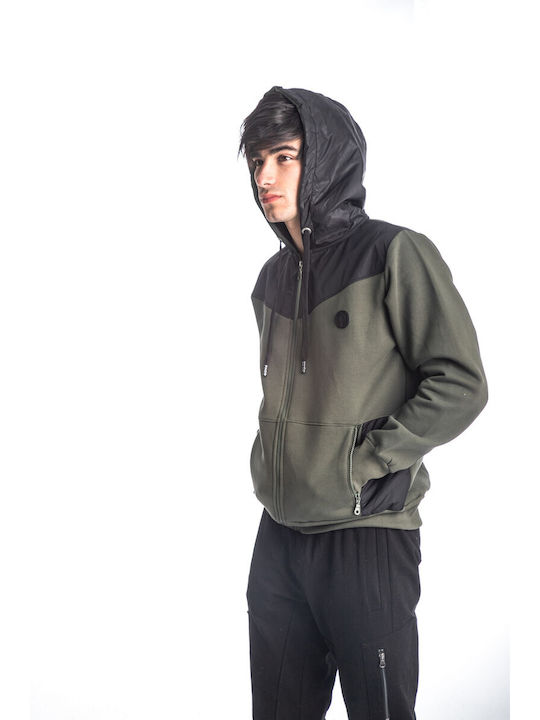 Paco & Co Men's Sweatshirt Jacket with Hood and Pockets Khaki