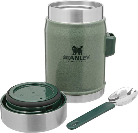 Stanley The Legendary Food Jar and Spork Δοχείο Φαγητού Inox Θερμός Hammertone Green 400ml