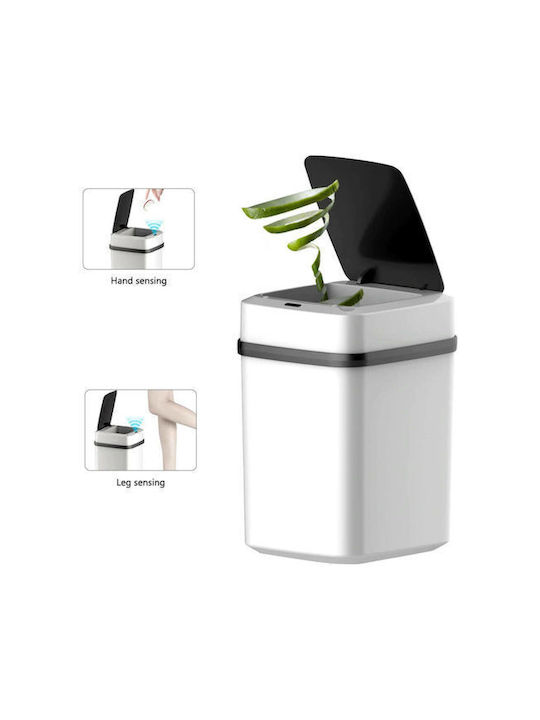 Plastic Waste Bin with Sensor 10lt White