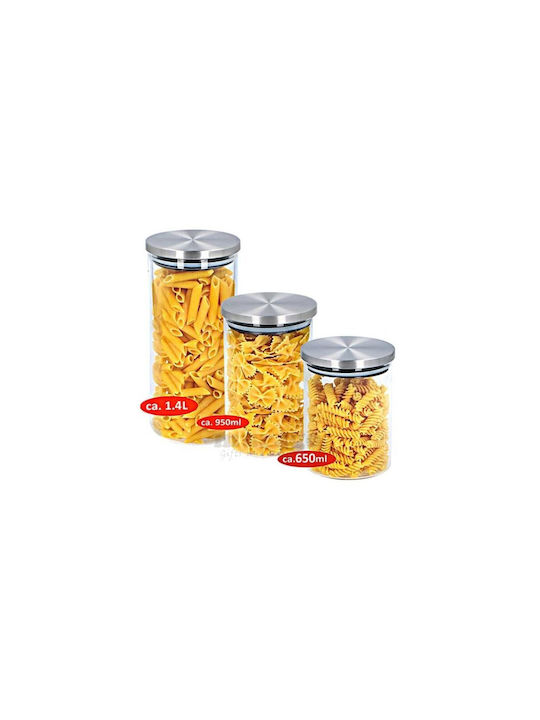 Alpina Appliances Set 3 Pieces General Use Glass Jars with Lid Transparent 3 Pieces