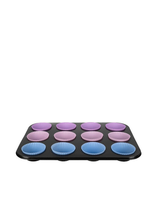 Ruhhy Non-stick Aluminum Cupcakes & Muffins 12 Cups Baking Pan 35x26.5x3.5cm