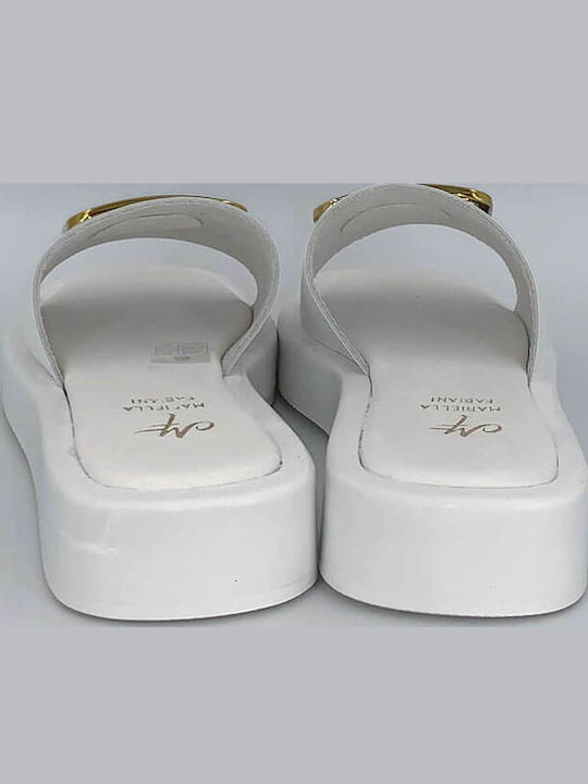 Leder Flache Sandalen für Damen Flatforms in Weiß Farbe