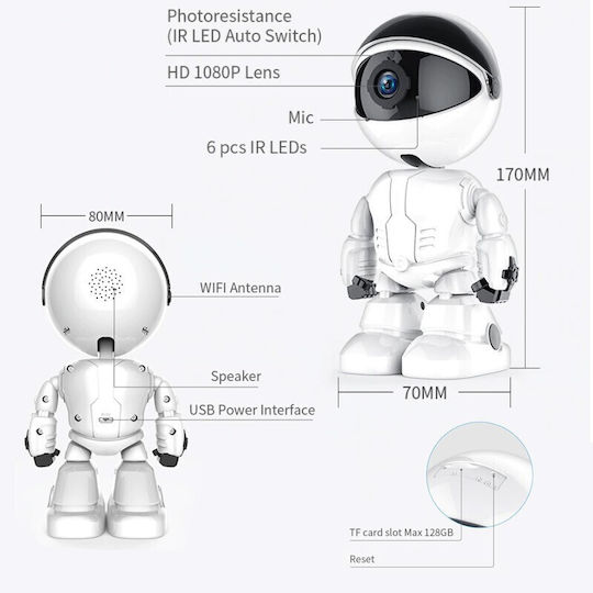 Hidden Camera WiFi Robots 1080p with Memory Card Slot