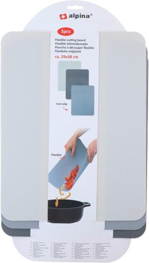 Alpina Appliances Rectangular Plastic Chopping Board Set Gray 38x29cm 3pcs