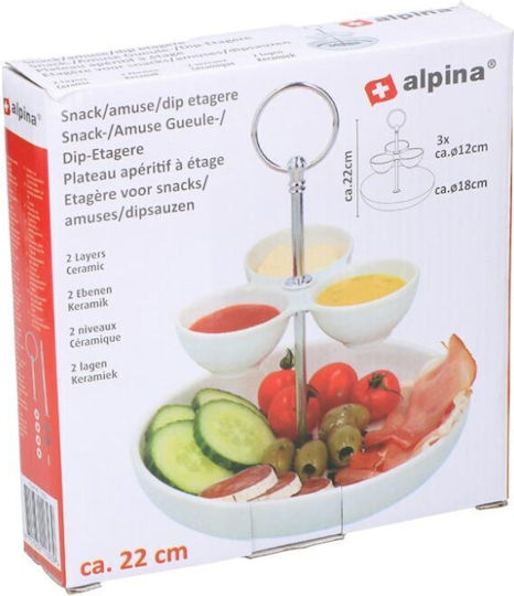 Alpina Appliances Κεραμική Εταζέρα 4 Ορόφων Λευκή Ø18xY22cm