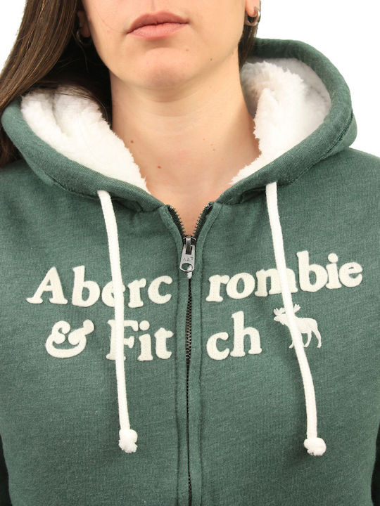 Abercrombie & Fitch Γυναικεία Φούτερ Ζακέτα με Κουκούλα Πράσινη